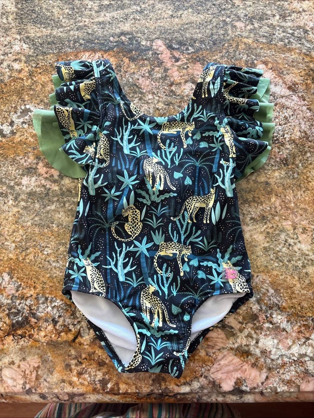 Ruffle Butts Toddler Girl's On Safari Rainforest One-Piece Swimsuit Size 3T